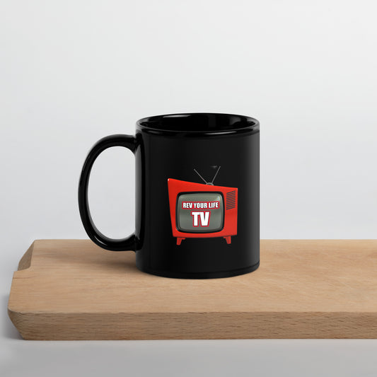 REV YOUR LIFE TV | REV IT UP!! Black Glossy Mug - ShopRevYourLifeTV