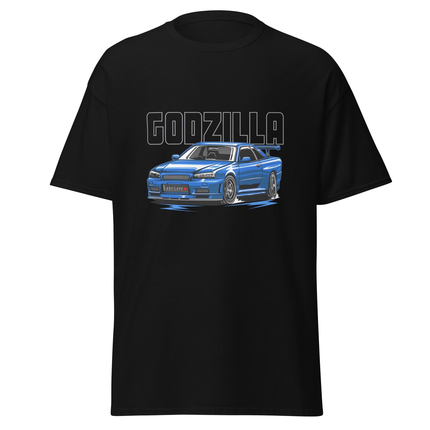 premium men's Japanese car t-shirts Godzilla Nissan R34 GTR