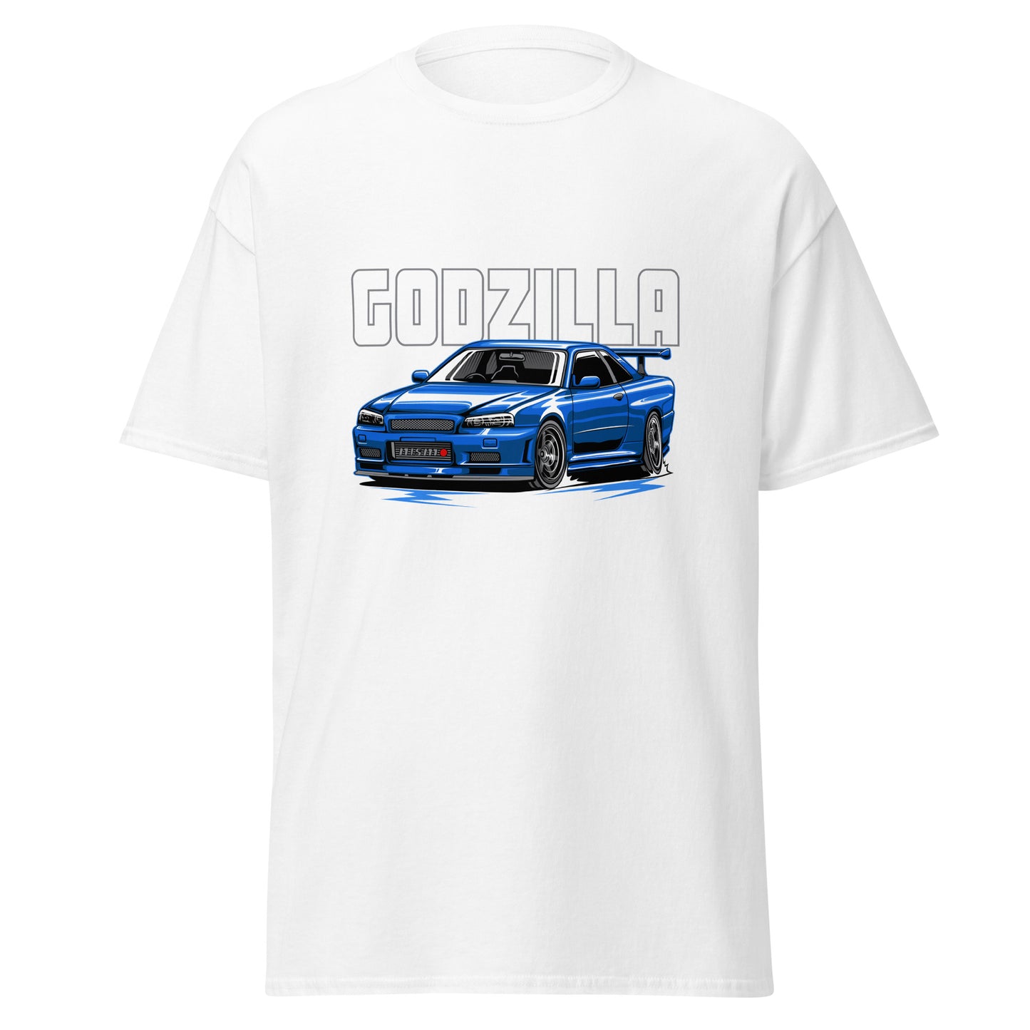 premium men's Japanese car t-shirts Godzilla Nissan R34 GTR