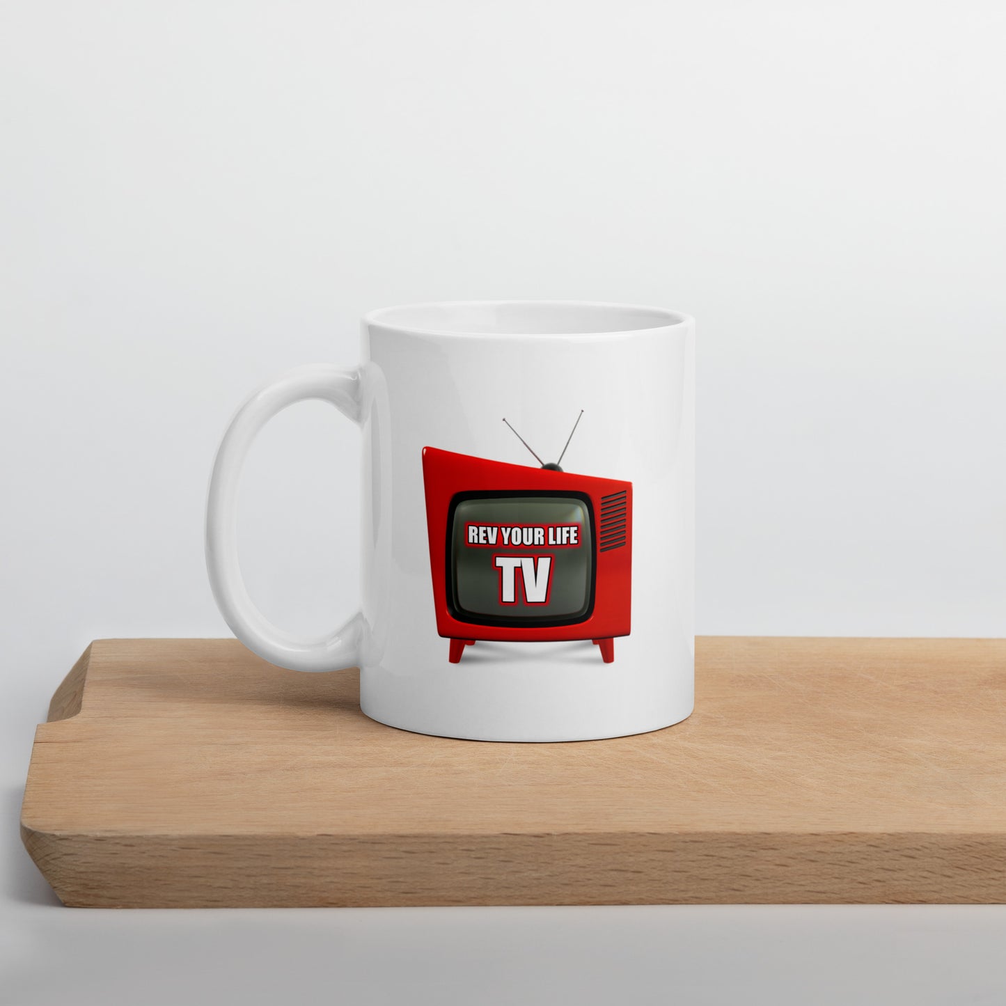 REV YOUR LIFE TV | REV IT UP!! White Glossy Mug - ShopRevYourLifeTV