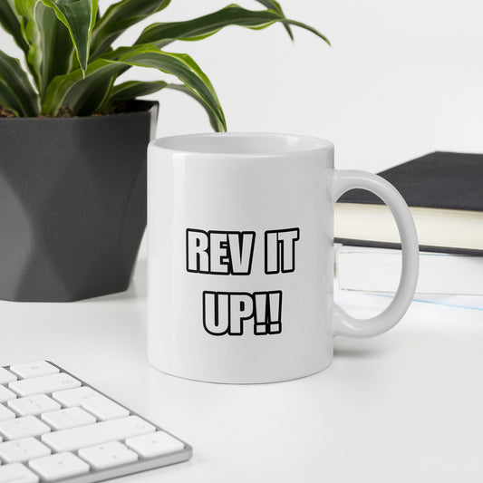 REV YOUR LIFE TV | REV IT UP!! White Glossy Mug - ShopRevYourLifeTV