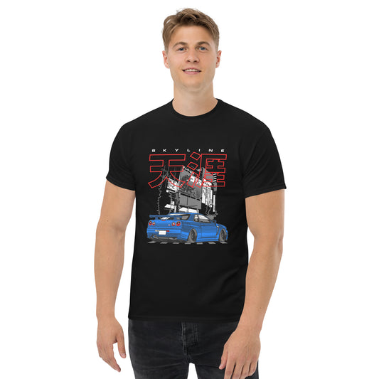 premium men's Japanese car t-shirts R34 GTR